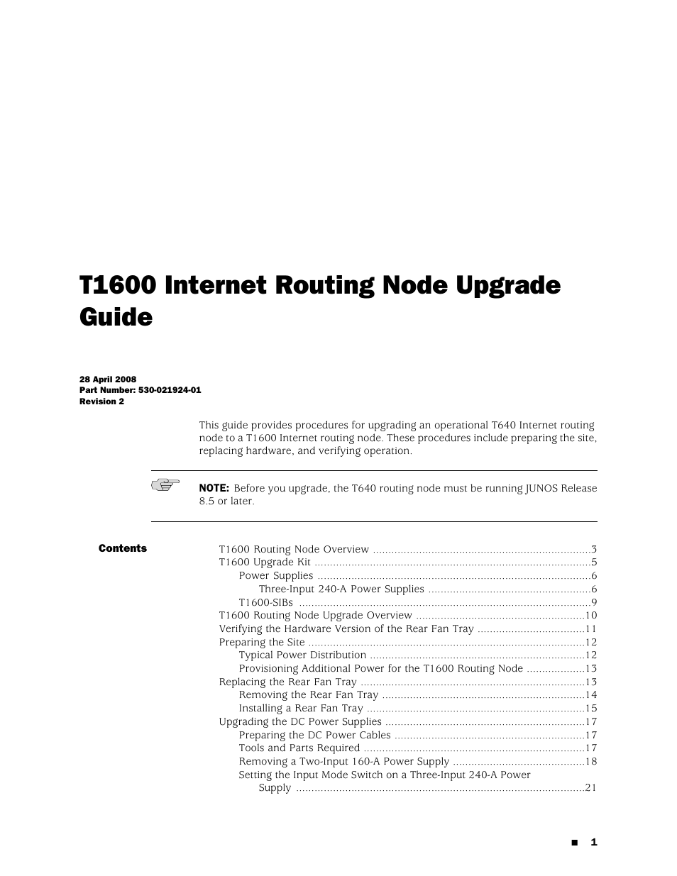 Juniper Networks T1600 User Manual | 56 pages