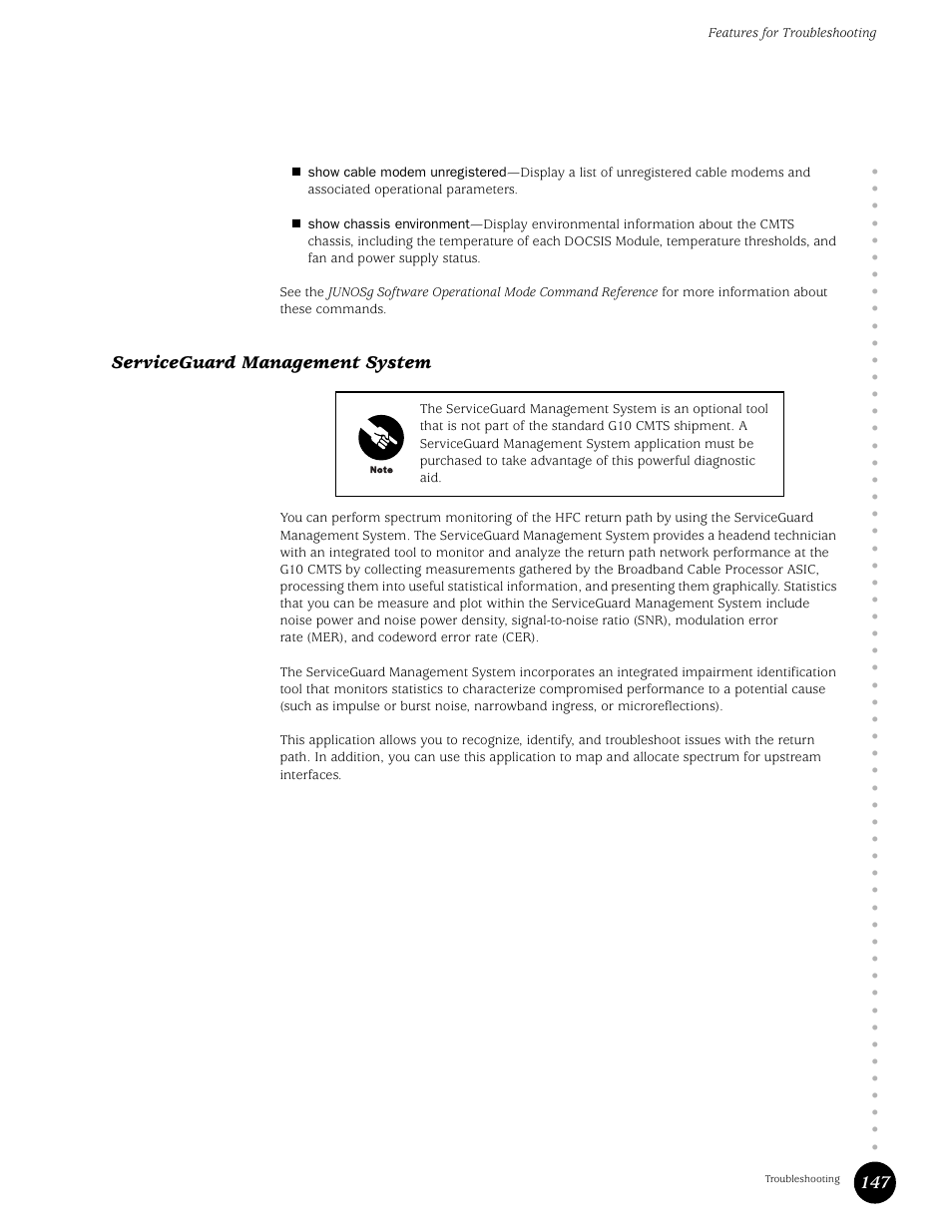 Serviceguard management system | Juniper Networks G10 CMTS User Manual | Page 163 / 210