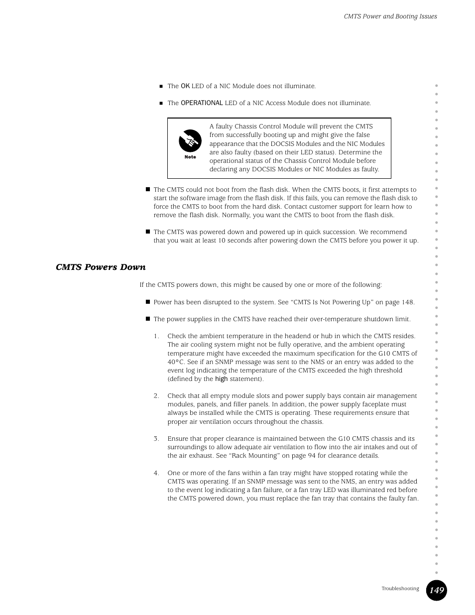 Cmts powers down | Juniper Networks G10 CMTS User Manual | Page 165 / 210