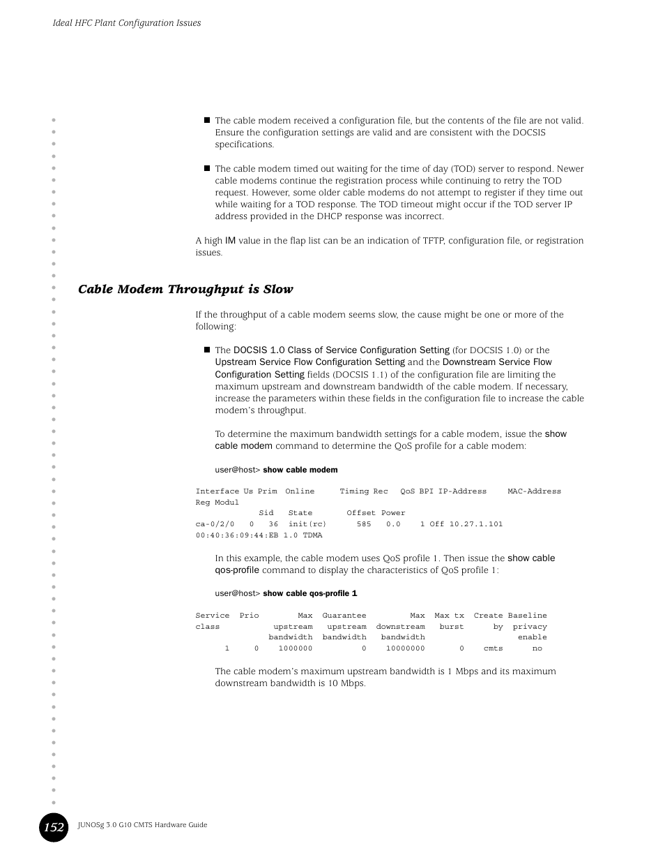 Cable modem throughput is slow | Juniper Networks G10 CMTS User Manual | Page 168 / 210