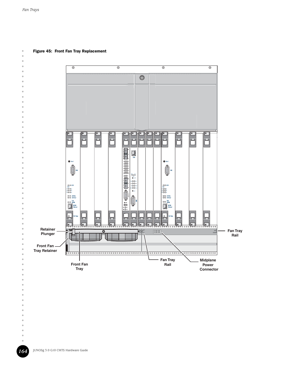 Figure 45: front fan tray replacement | Juniper Networks G10 CMTS User Manual | Page 180 / 210