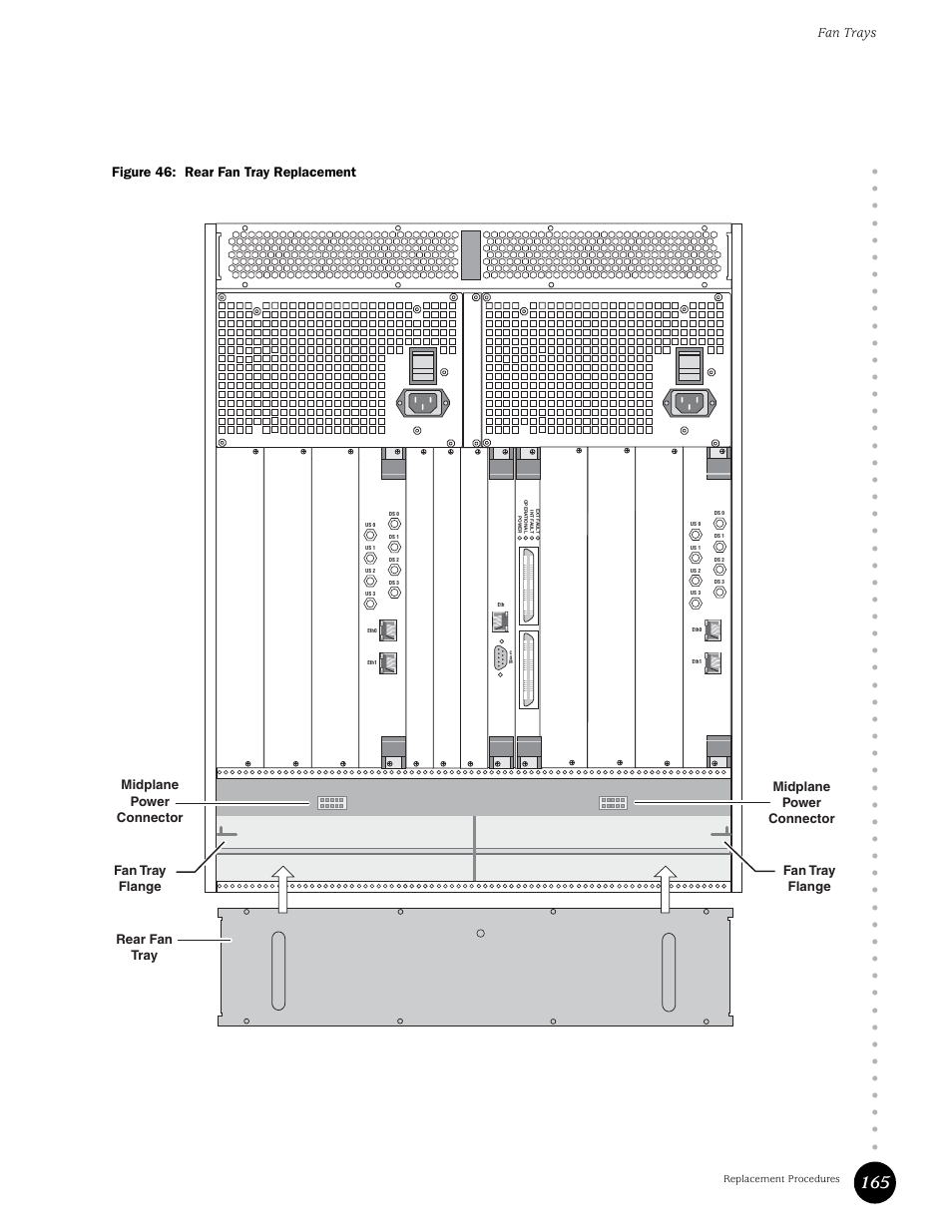Figure 46: rear fan tray replacement, Fan trays | Juniper Networks G10 CMTS User Manual | Page 181 / 210