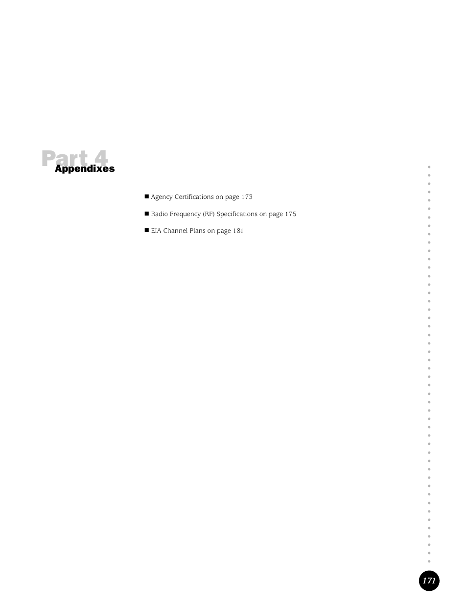 Appendixes, Part 4, 4, “appendixes | Juniper Networks G10 CMTS User Manual | Page 187 / 210