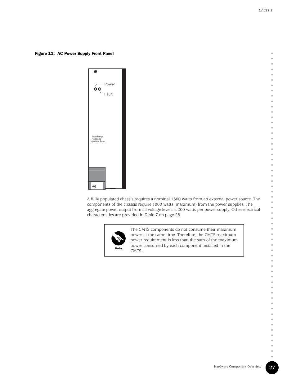 Figure 11: ac power supply front panel | Juniper Networks G10 CMTS User Manual | Page 43 / 210