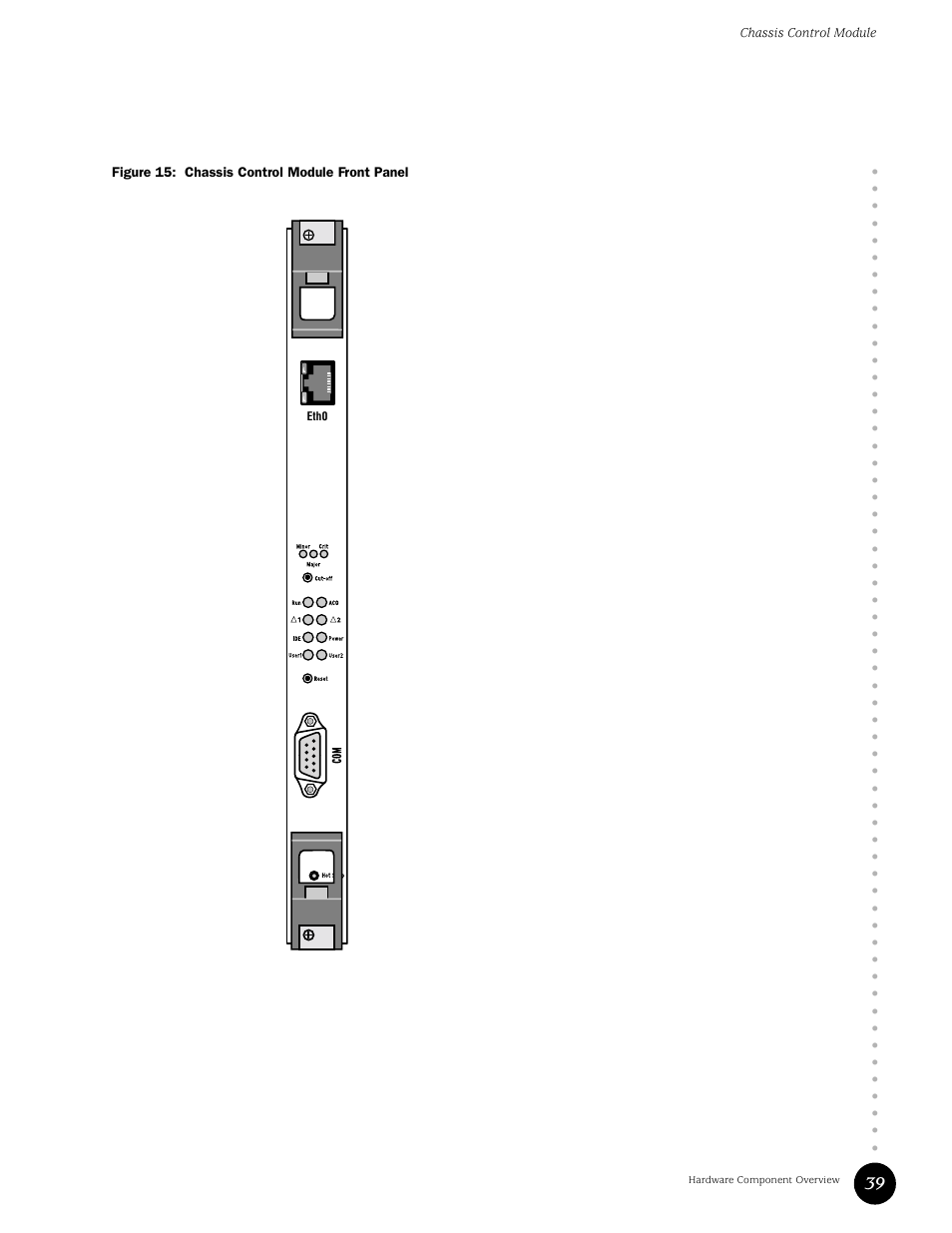 Figure 15: chassis control module front panel | Juniper Networks G10 CMTS User Manual | Page 55 / 210