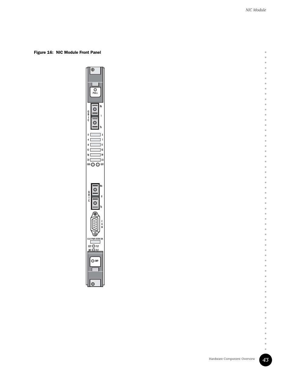 Figure 16: nic module front panel, Nic module | Juniper Networks G10 CMTS User Manual | Page 59 / 210