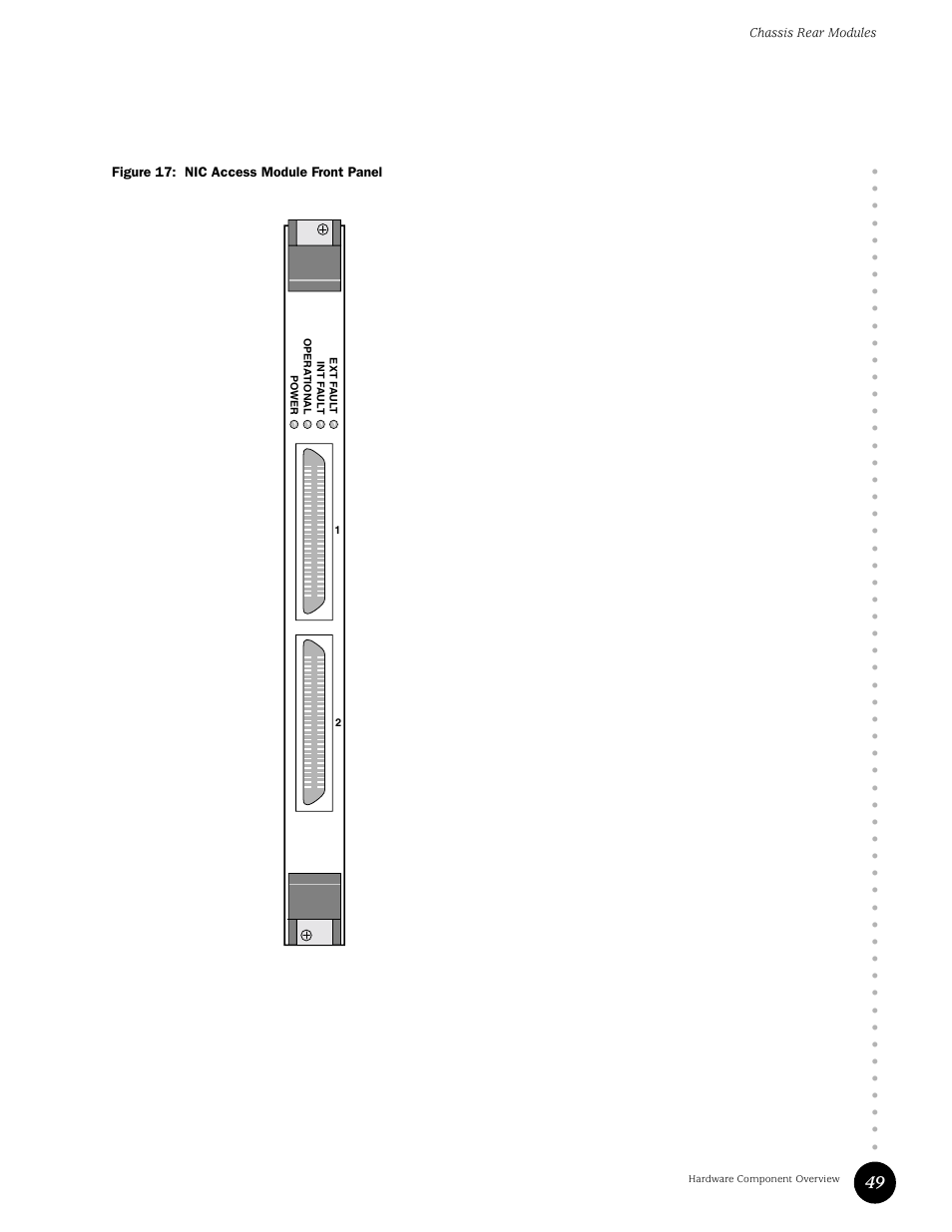 Figure 17: nic access module front panel | Juniper Networks G10 CMTS User Manual | Page 65 / 210