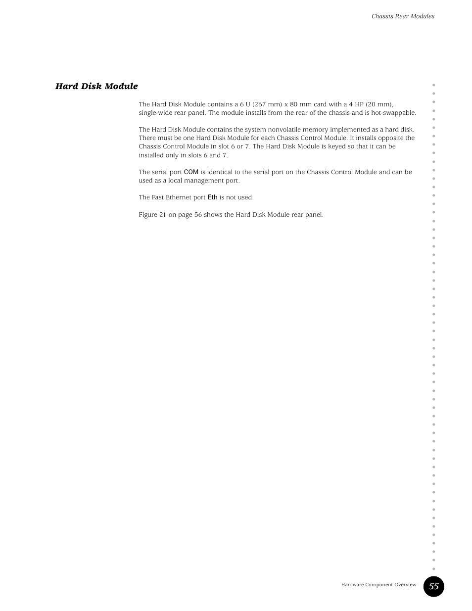 Hard disk module, 55 hard disk module | Juniper Networks G10 CMTS User Manual | Page 71 / 210