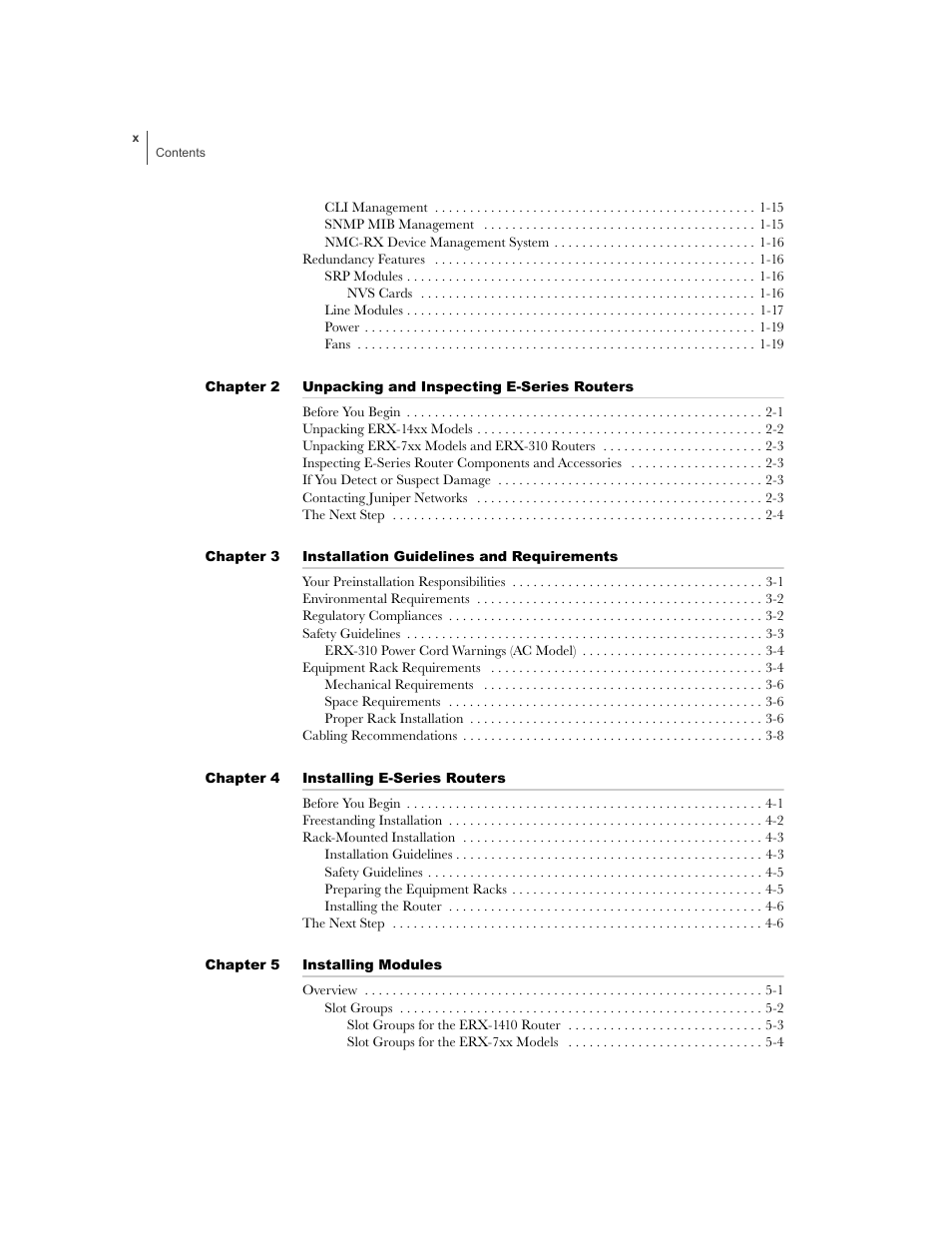 Juniper Networks E-Series User Manual | Page 10 / 242