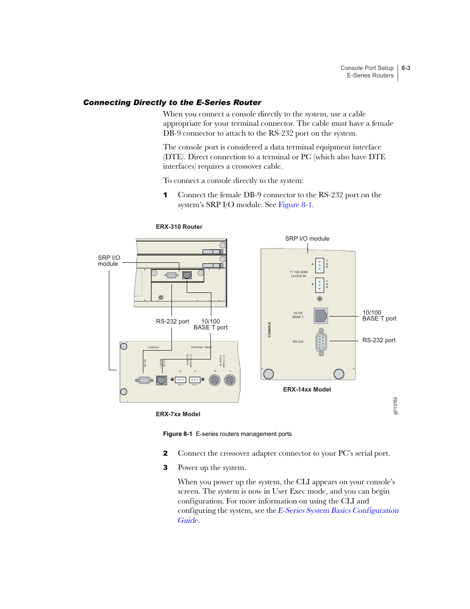 Connecting directly to the e-series router, Connecting directly to the e-series router -3 | Juniper Networks E-Series User Manual | Page 103 / 242
