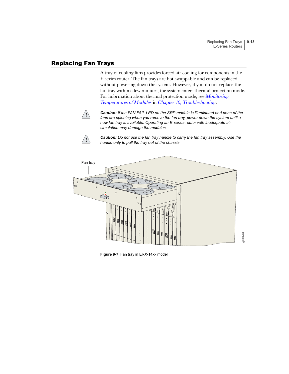 Replacing fan trays, Replacing fan trays -13 | Juniper Networks E-Series User Manual | Page 119 / 242