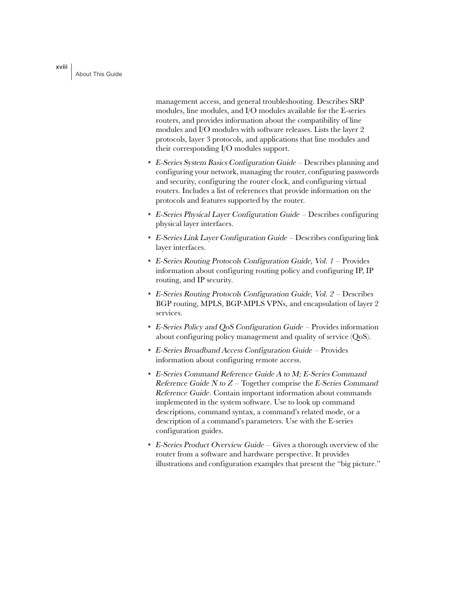 Juniper Networks E-Series User Manual | Page 18 / 242