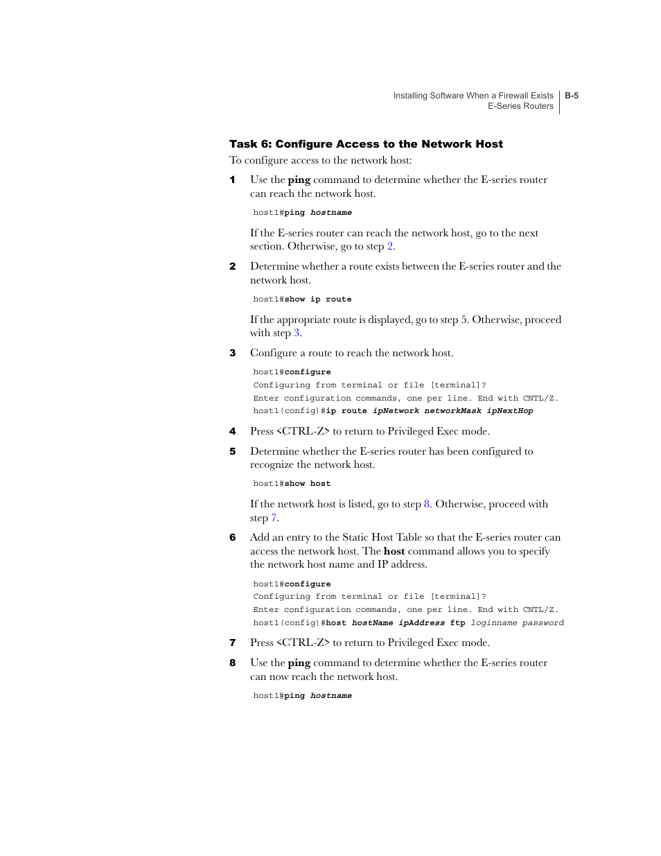 Task 6: configure access to the network host | Juniper Networks E-Series User Manual | Page 217 / 242