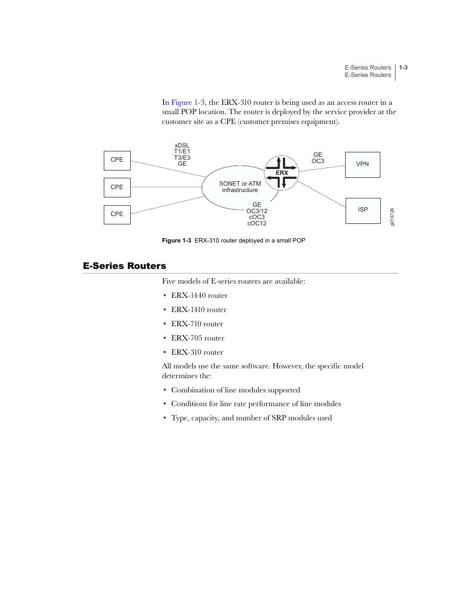 E-series routers, E-series routers -3 | Juniper Networks E-Series User Manual | Page 25 / 242