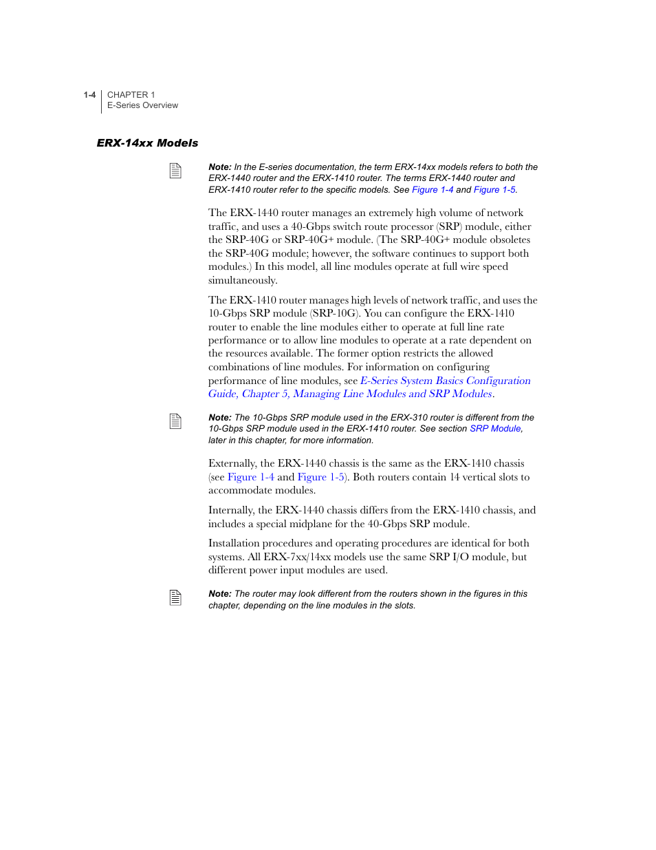 Erx-14xx models, Erx-14xx models -4 | Juniper Networks E-Series User Manual | Page 26 / 242