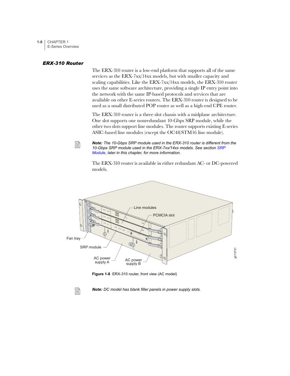 Erx-310 router, Erx-310 router -8 | Juniper Networks E-Series User Manual | Page 30 / 242