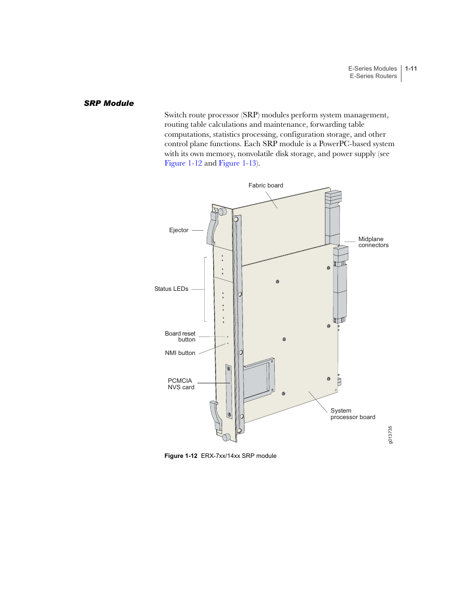 Srp module, Srp module -11 | Juniper Networks E-Series User Manual | Page 33 / 242