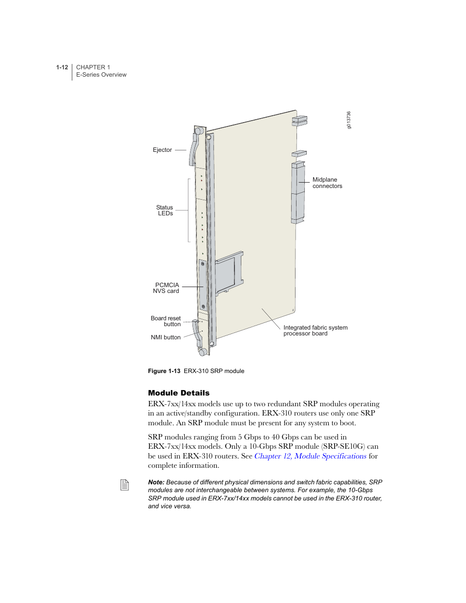 Module details, Module details -12, Figure 1-13 | Juniper Networks E-Series User Manual | Page 34 / 242