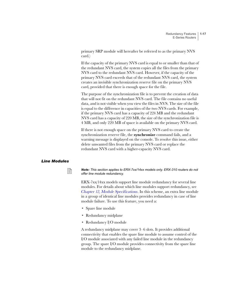 Line modules, Line modules -17 | Juniper Networks E-Series User Manual | Page 39 / 242