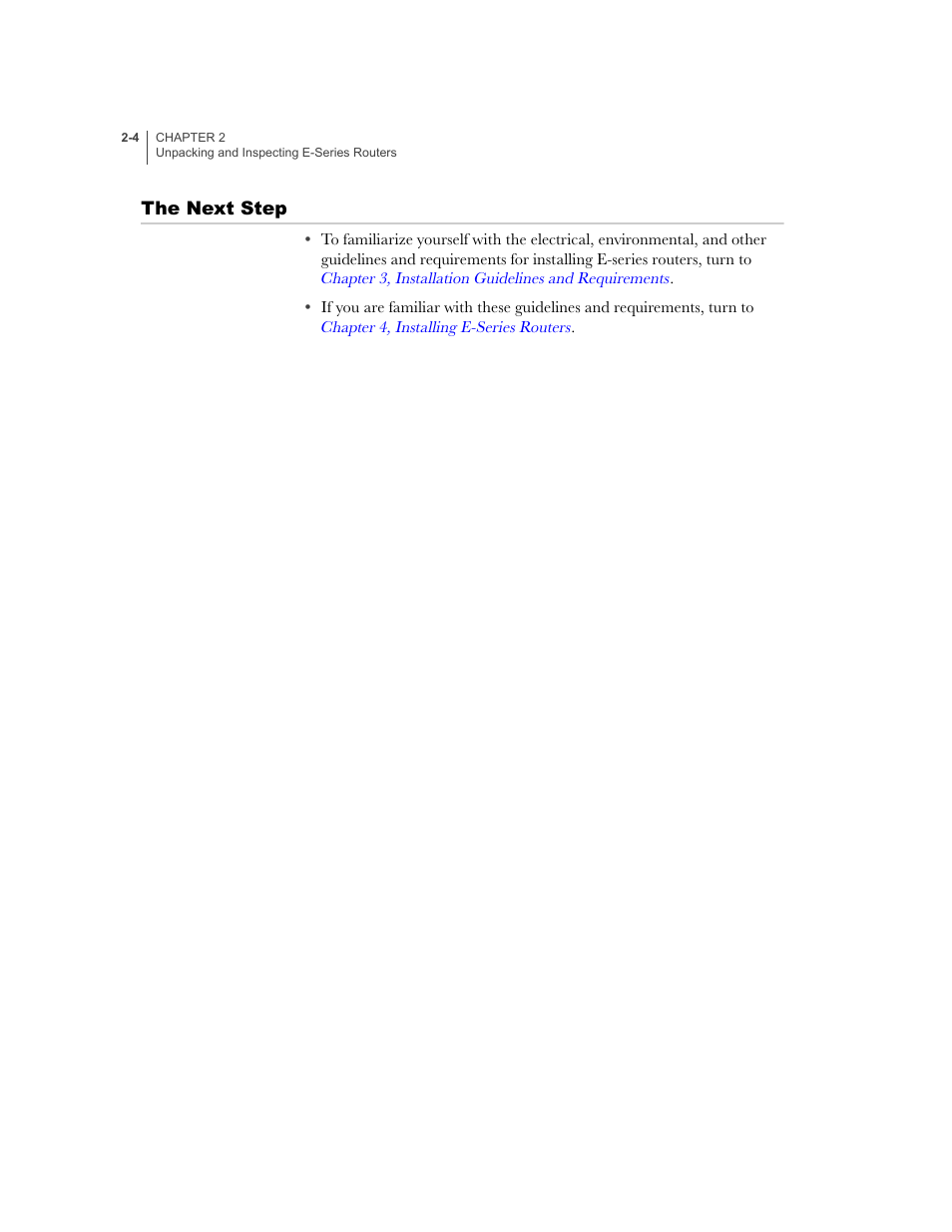 The next step, The next step -4 | Juniper Networks E-Series User Manual | Page 46 / 242