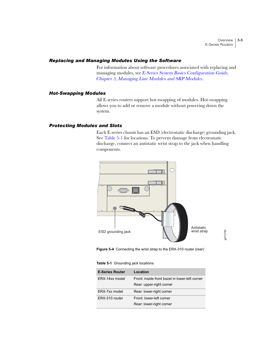 Replacing and managing modules using the software, Hot-swapping modules, Protecting modules and slots | Juniper Networks E-Series User Manual | Page 65 / 242