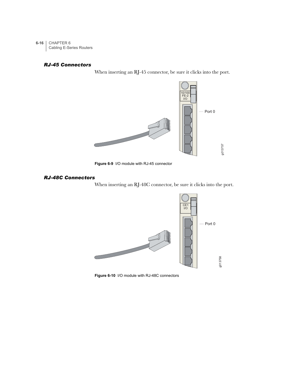 Rj-45 connectors, Rj-48c connectors, Rj-45 connectors -16 rj-48c connectors -16 | Juniper Networks E-Series User Manual | Page 92 / 242