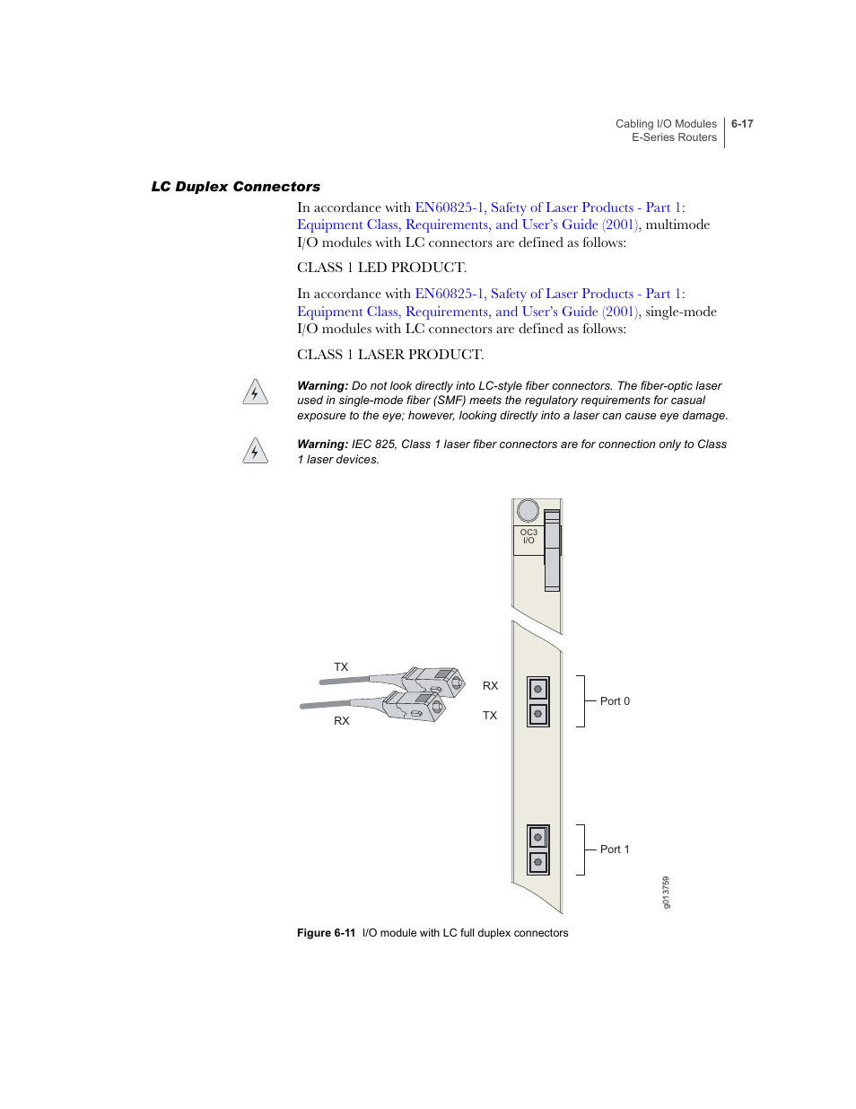 Lc duplex connectors, Lc duplex connectors -17 | Juniper Networks E-Series User Manual | Page 93 / 242