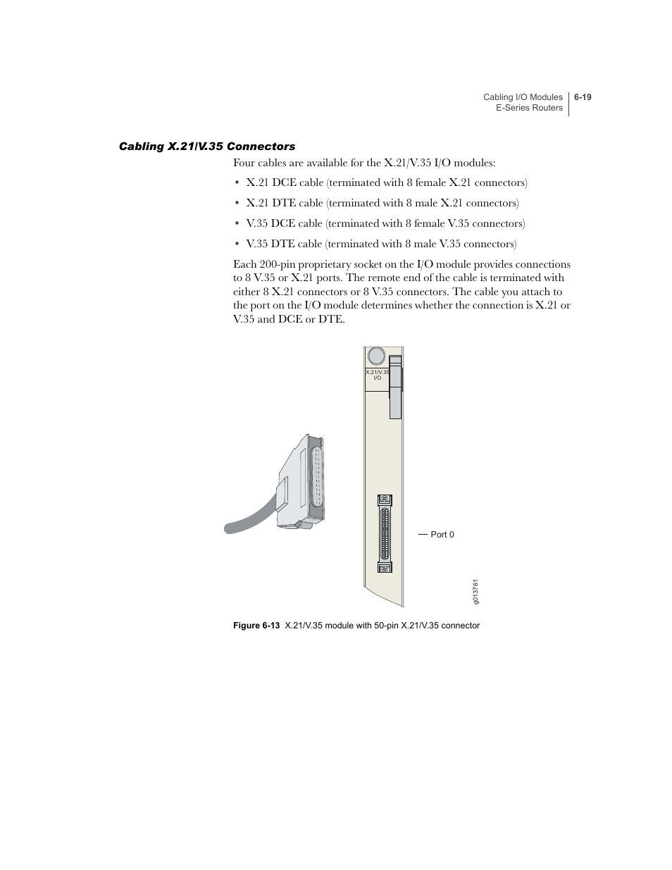 Cabling x.21/v.35 connectors, Cabling x.21/v.35 connectors -19 | Juniper Networks E-Series User Manual | Page 95 / 242