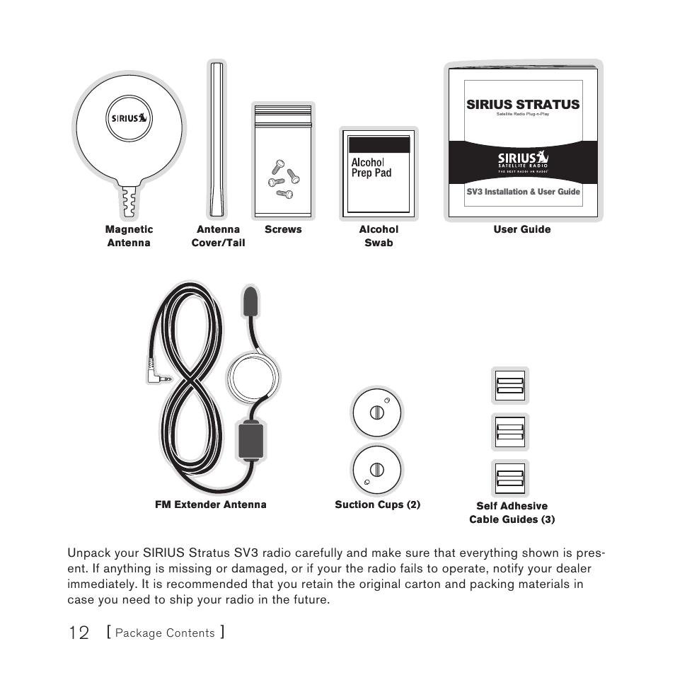 Sirius Satellite Radio Satellite Radio Plug-n-Play AM/FM SV3 User Manual | Page 12 / 64