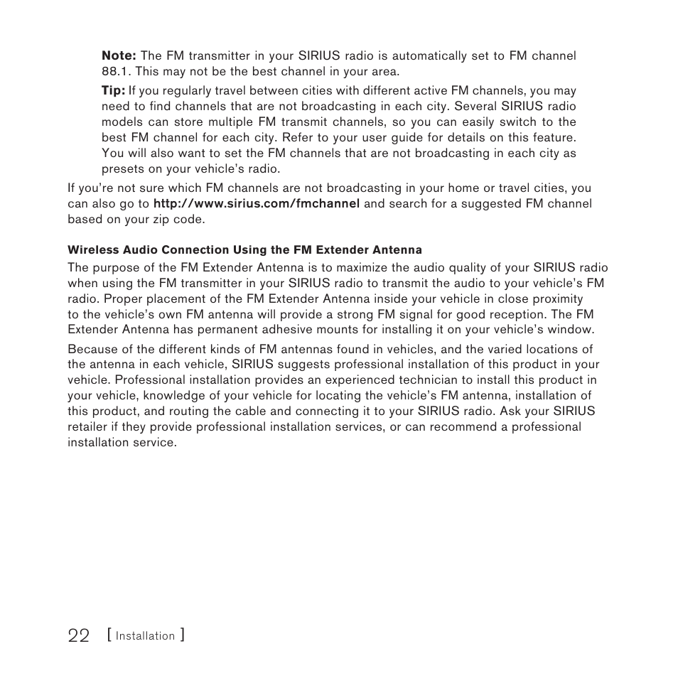 Sirius Satellite Radio Satellite Radio Plug-n-Play AM/FM SV3 User Manual | Page 22 / 64