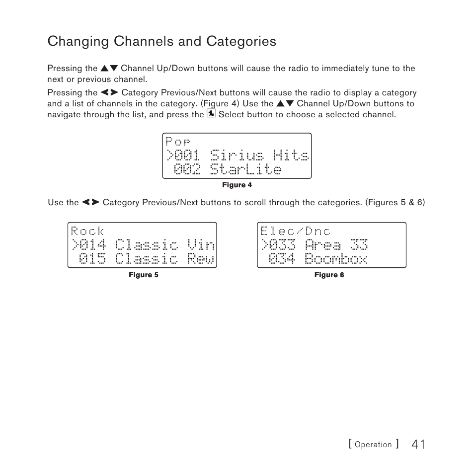 Changing channels and categories | Sirius Satellite Radio Satellite Radio Plug-n-Play AM/FM SV3 User Manual | Page 41 / 64