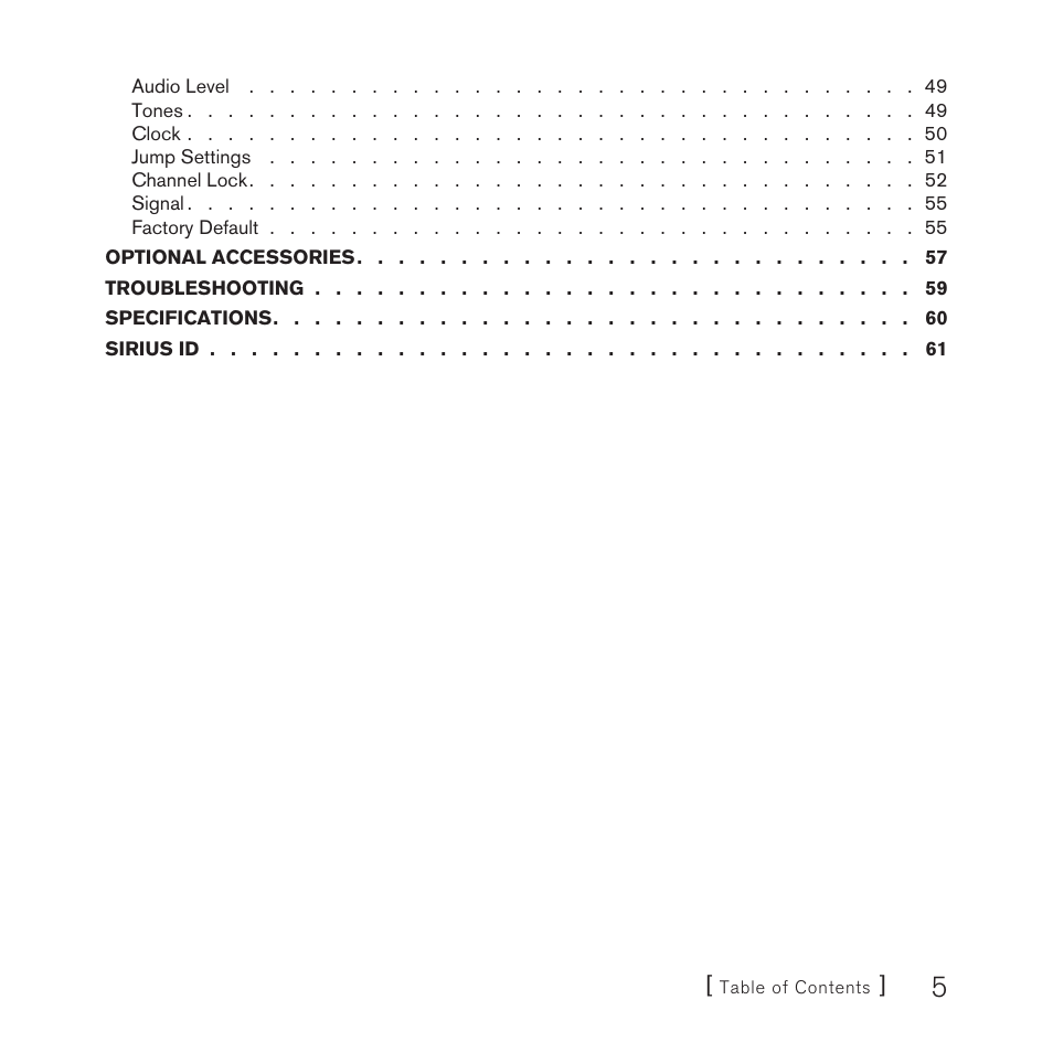 Sirius Satellite Radio Satellite Radio Plug-n-Play AM/FM SV3 User Manual | Page 5 / 64