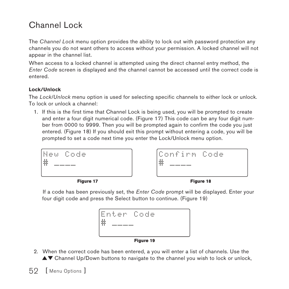 Channel lock | Sirius Satellite Radio Satellite Radio Plug-n-Play AM/FM SV3 User Manual | Page 52 / 64