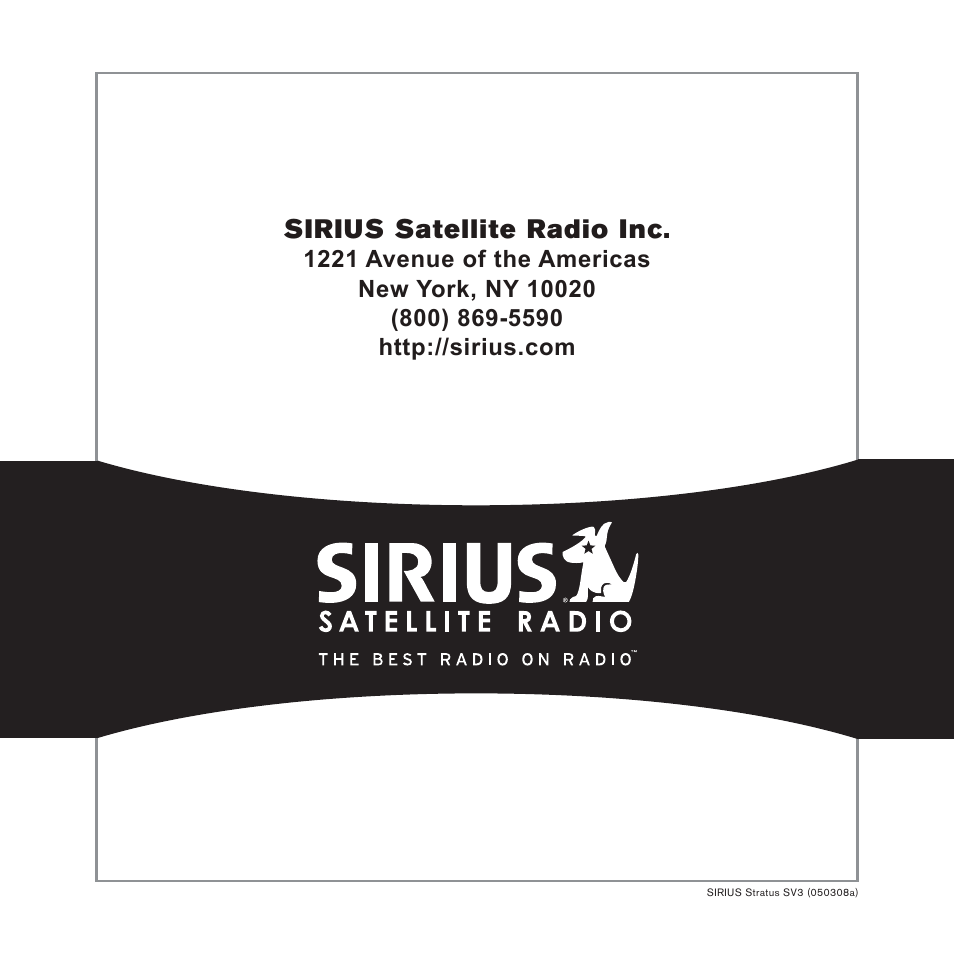 Sirius satellite radio inc | Sirius Satellite Radio Satellite Radio Plug-n-Play AM/FM SV3 User Manual | Page 64 / 64