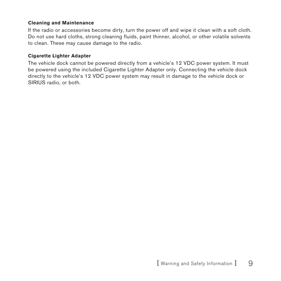 Sirius Satellite Radio Satellite Radio Plug-n-Play AM/FM SV3 User Manual | Page 9 / 64