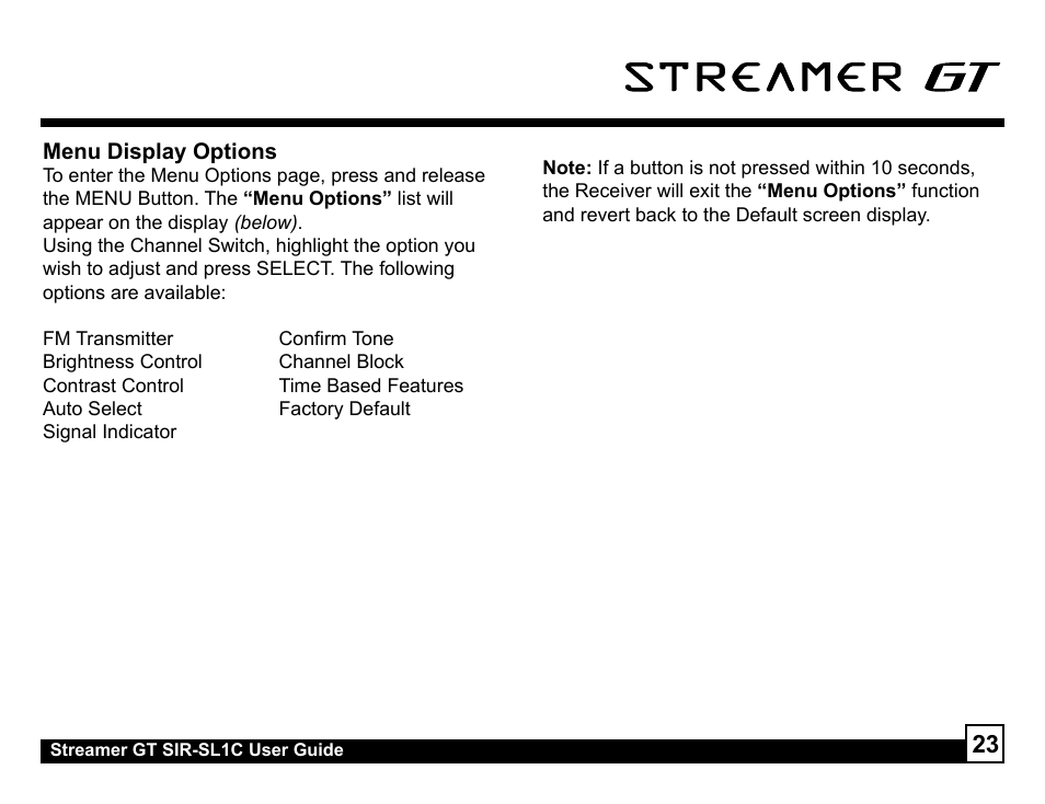 Sirius Satellite Radio SIR-SL1C User Manual | Page 23 / 36