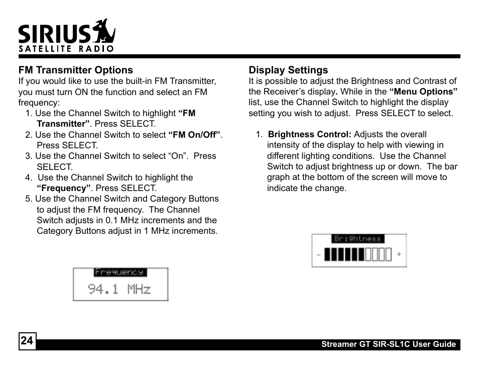 Sirius Satellite Radio SIR-SL1C User Manual | Page 24 / 36