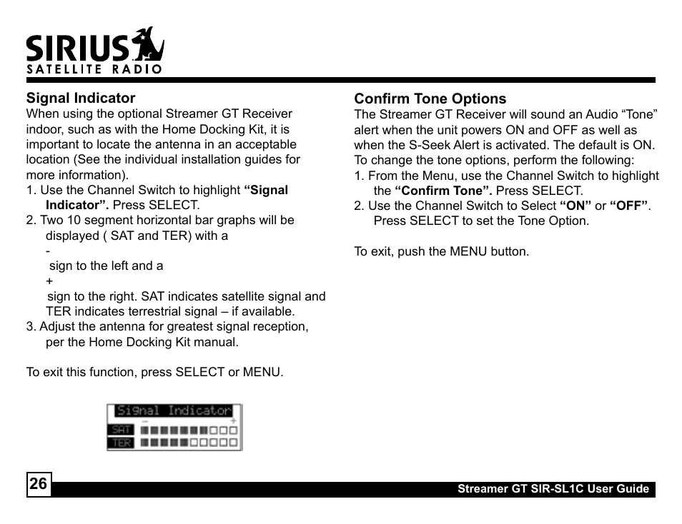 Sirius Satellite Radio SIR-SL1C User Manual | Page 26 / 36