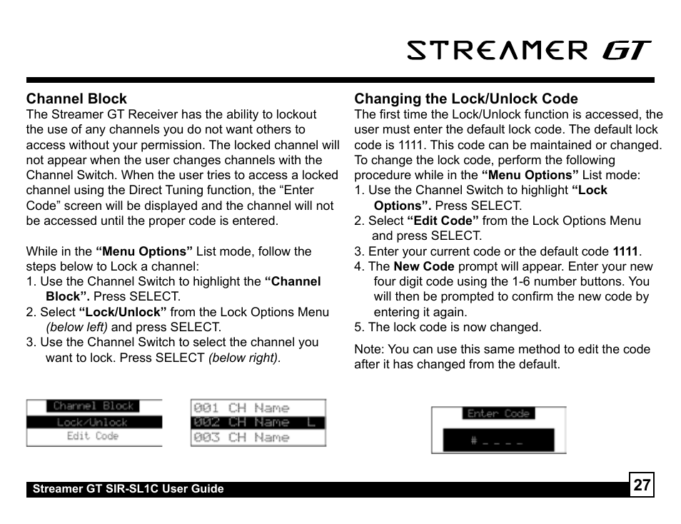 Sirius Satellite Radio SIR-SL1C User Manual | Page 27 / 36