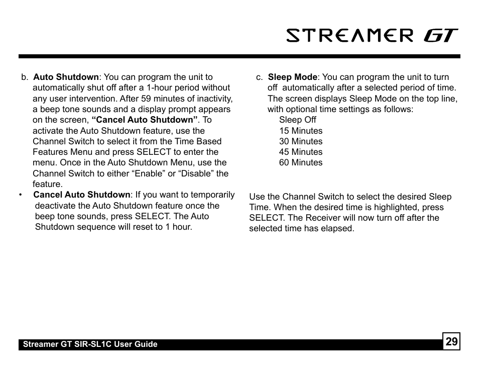 Sirius Satellite Radio SIR-SL1C User Manual | Page 29 / 36