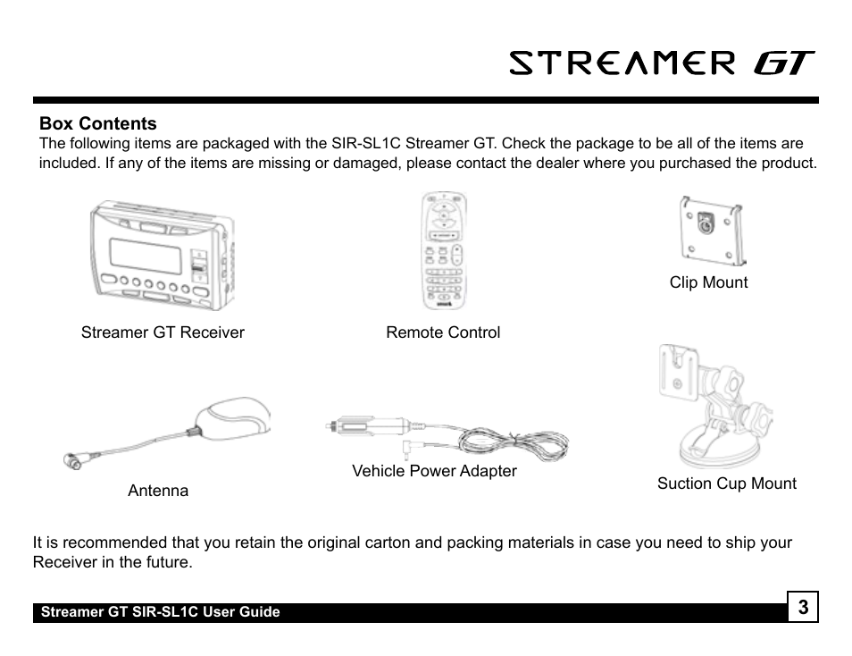 Sirius Satellite Radio SIR-SL1C User Manual | Page 3 / 36