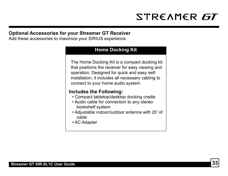 Sirius Satellite Radio SIR-SL1C User Manual | Page 33 / 36