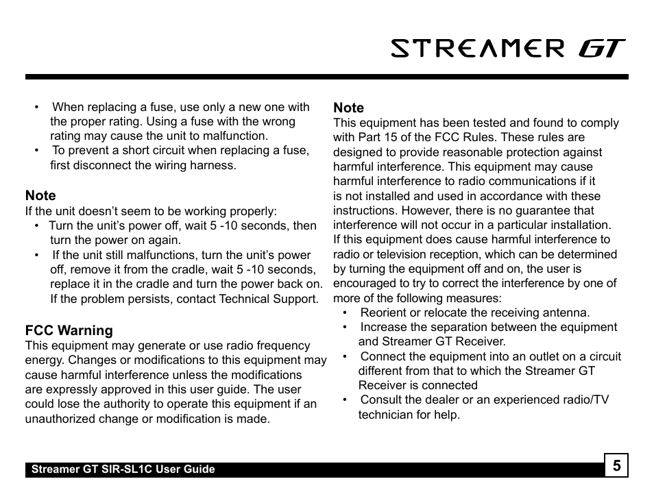 Sirius Satellite Radio SIR-SL1C User Manual | Page 5 / 36