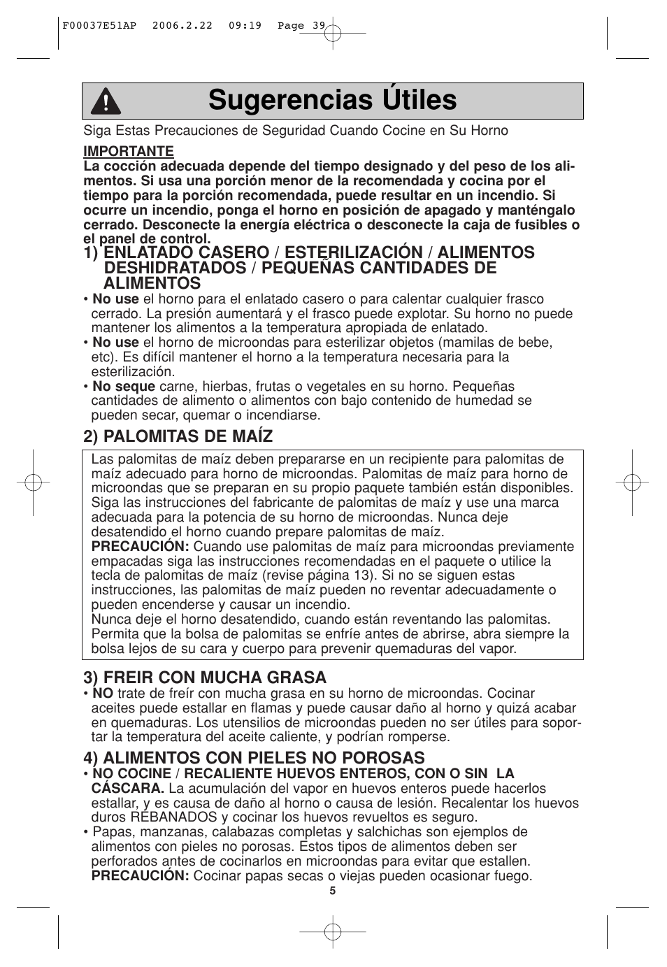 Precauciones de seguridad, Sugerencias útiles | Sirius Satellite Radio H635 User Manual | Page 39 / 64