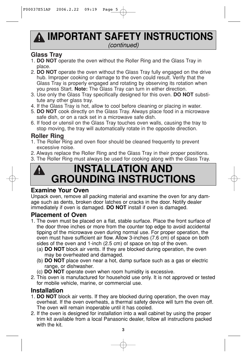Installation and grounding instructions, Important safety instructions | Sirius Satellite Radio H635 User Manual | Page 5 / 64