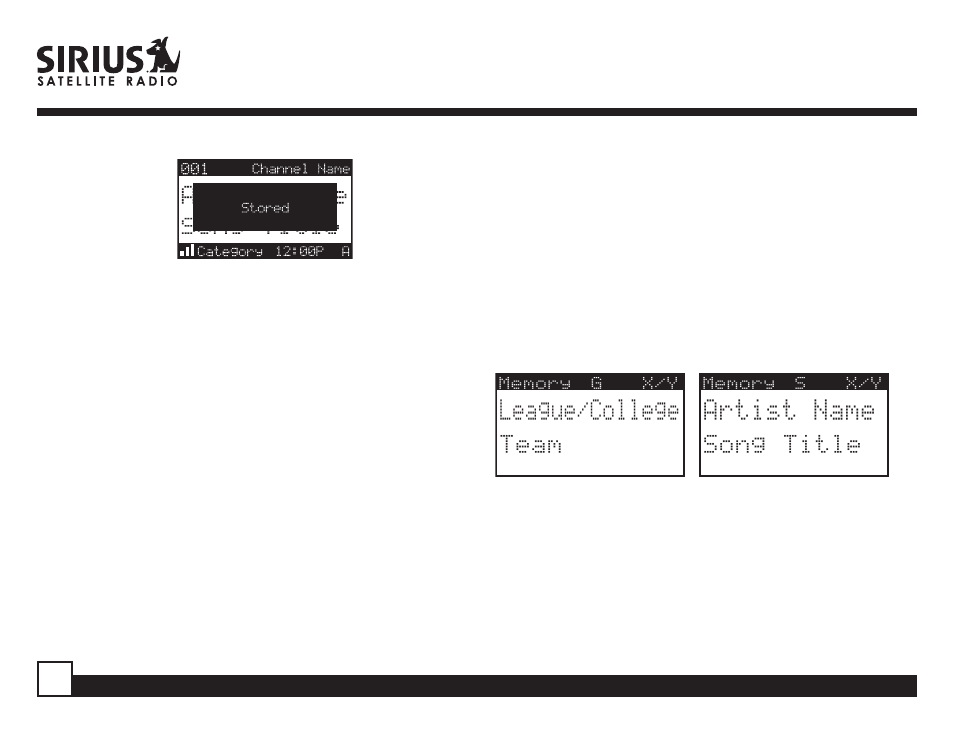 Artist name, League/college | Sirius Satellite Radio SP-R2 User Manual | Page 18 / 46