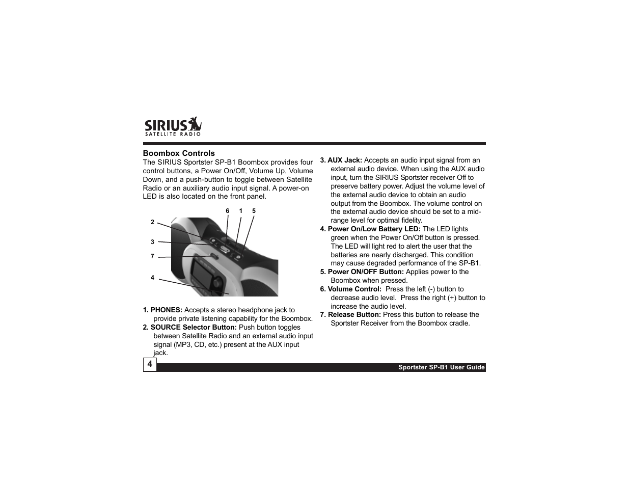 Sirius Satellite Radio SP-B1 User Manual | Page 4 / 12
