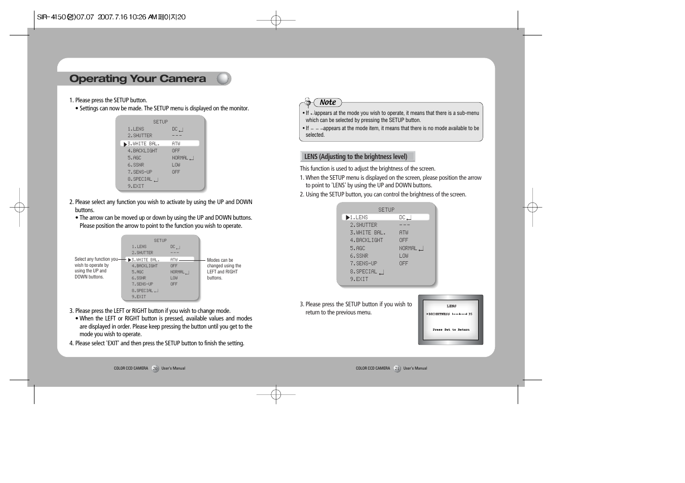 Operating your camera | Sirius Satellite Radio SIR-4150 User Manual | Page 11 / 20