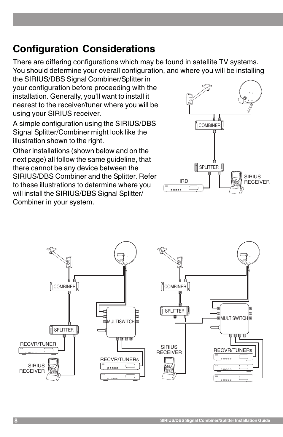 Configuration considerations | Sirius Satellite Radio SR-100C User Manual | Page 8 / 12