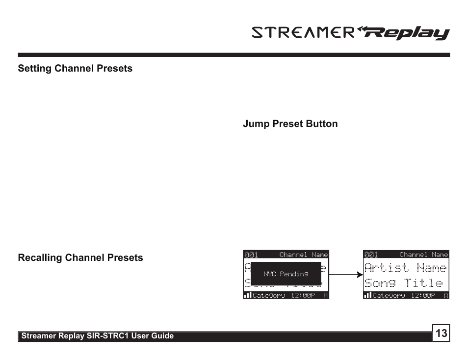 Sirius Satellite Radio STREAMER SIR-STRC1 User Manual | Page 13 / 46